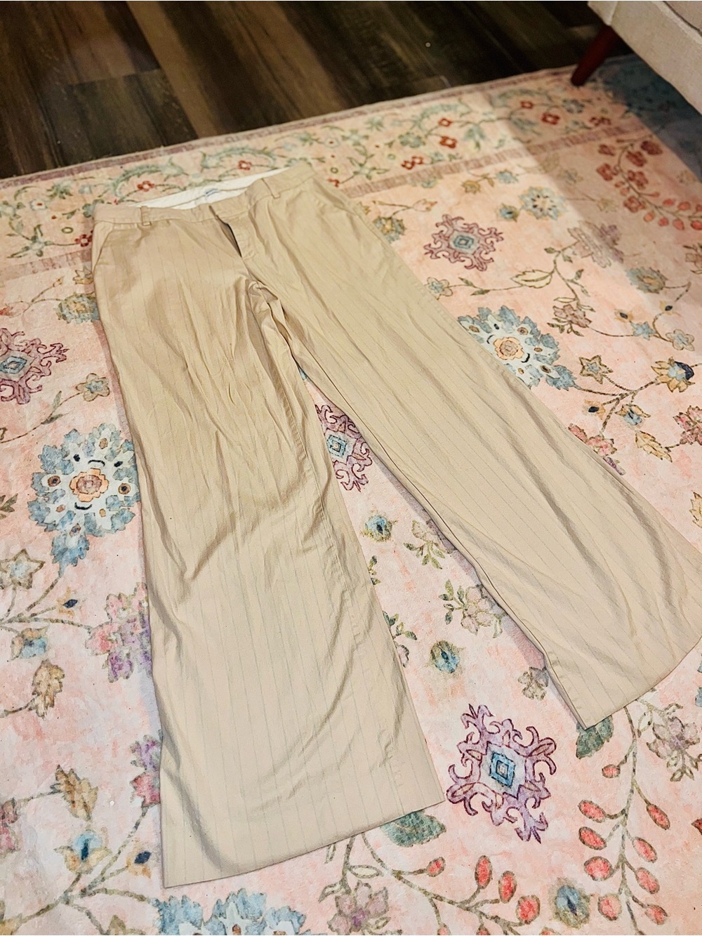 GAP Wide-Leg blue Pinstripe Pants in Beige